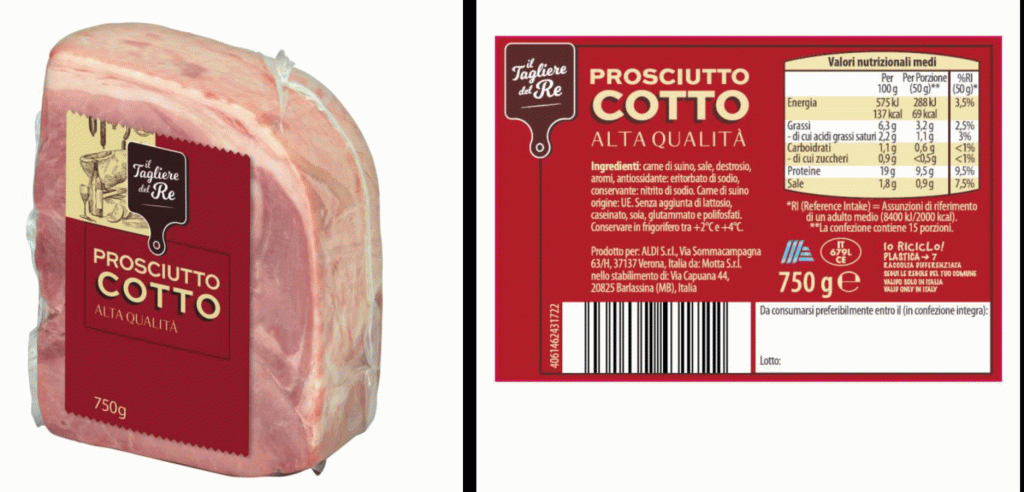 Problema alimentare, alert per soia nel prosciutto cotto Aldi, photocredit salute.gov.it