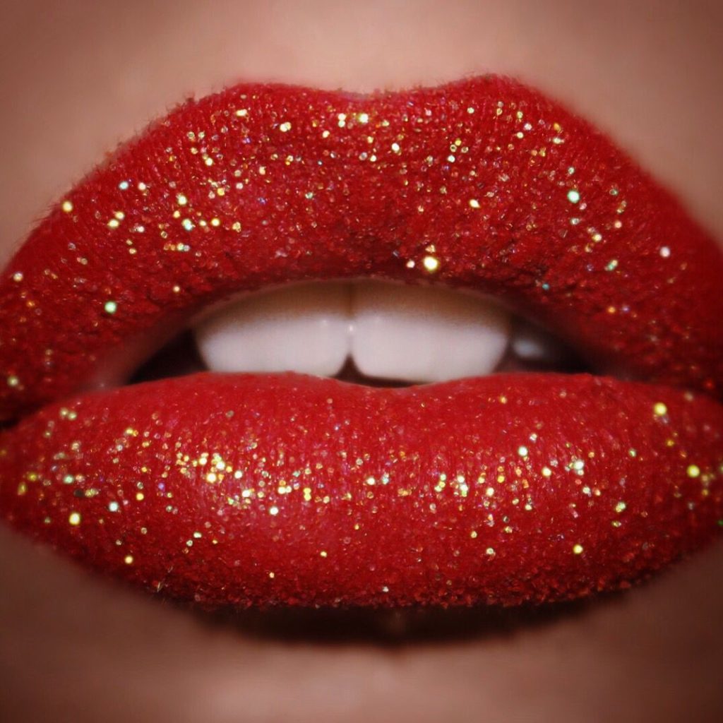 labbra rosse glitter